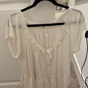 Free People Flowy white top